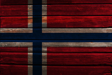 Flag of Norway on wood