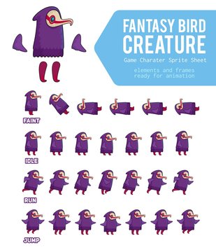 Fantasy Bird Creature Game Character Sprite Sheet