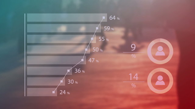 Population charts, unrecognizable crowd of people walking on the street, infographics data charts.