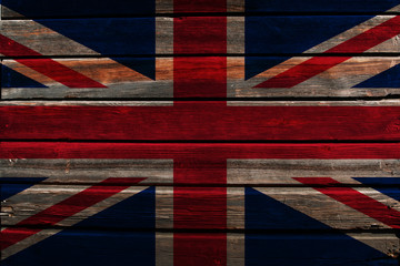 Flag of United Kingdom on wood