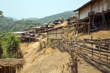 indigenous tribal culture of Akha tribe village, Pongsali, Laos