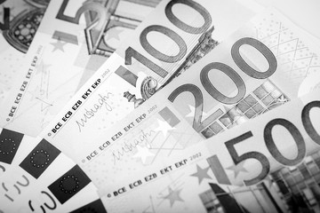 Closeup of Euro Banknotes