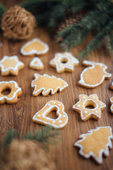 Fototapeta na wymiar Christmas cookies lying on the table with presents
