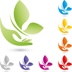 Hand und Schmetterling, butterfly, Insekt, Logo