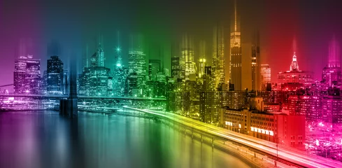 Badezimmer Foto Rückwand Fantastic Colorful New York City night scene © Taiga