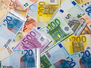 Closeup of Euro Banknotes