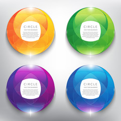 Abstract vector banner set. Glass marble with swirl design. Colorful and glossy on the white panel. Vector illustration. Eps10.