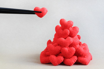 One Heart was selected or added from Heap of Fabric Hearts 