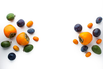 Fruit mix on the white background horizontal