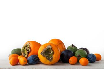 Assorted fruit on the white table