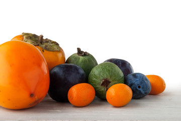 Fruit mix on the white table horizontal