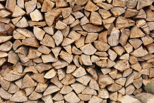 Background of dry chopped firewood