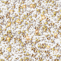 Vector pattern with gold hearts on white background