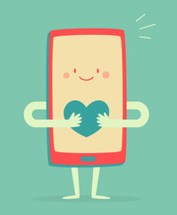 Happy Smartphone Holding a Heart
