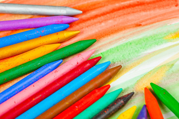 Brushes, paints, pencils for drawing