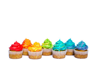 Multicolored rainbow cupcakes