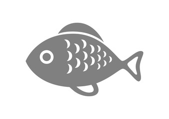 Grey fish icon on white background