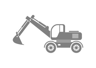 Grey excavator icon on white background