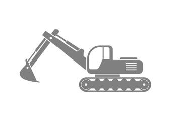 Grey excavator icon on white background