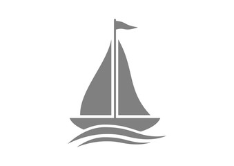 Grey sailboat icon on white background