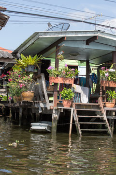 Bangkok, Thailand - November 09, 2015: view from tourists boats on Chao Phraya river