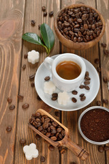 Espresso and coffee beans