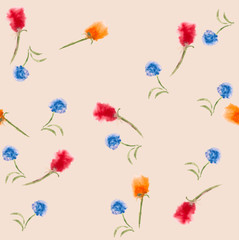 Watercolor flowers seamless pattern