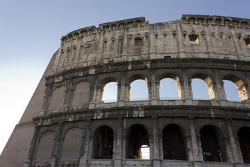 Fototapeta premium Close up detail of the external walls of Colosseum ruins in Rome, Italy