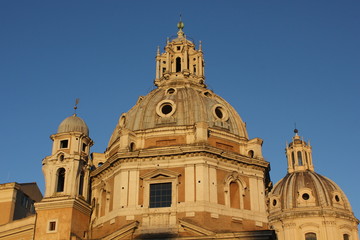 Fototapeta na wymiar Roof close up of the Santa Maria di Loreto church in Trajan Forum in Rome, Italy