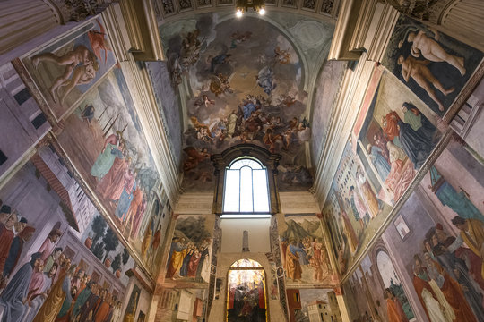 interiors of Brancacci chapel, Florence, Italy