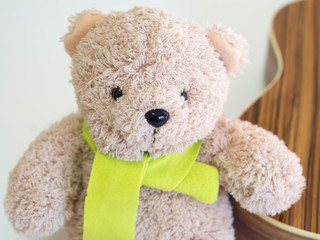 lovely bear doll and  citrine scarf, close up