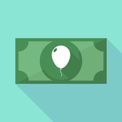 Long shadow banknote icon with a balloon