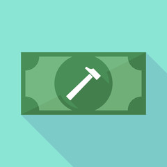 Long shadow banknote icon with a hammer