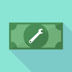 Long shadow banknote icon with a spanner