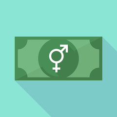Long shadow banknote icon with a bigender symbol