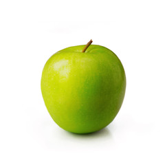 Green apple on white background