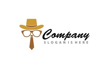 hat glasses fashion accsories logo design concept 