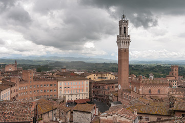 Fototapeta premium Die Piazza del Campo und Torre del Mangia, Siena