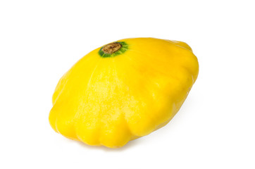 Yellow patty pan squash on white background