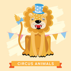 Circus Lion, vector animal series.
