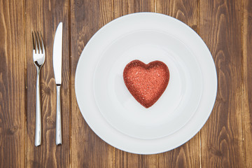 Celebrate valentine's day, Heart shape on a plate