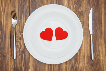 Celebrate valentine's day, Hearts shape on a plate