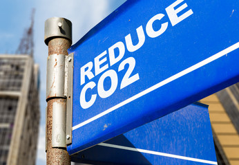 Reduce CO2 written on road sign