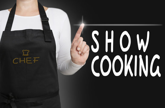 Show Cooking Touchscreen Is Operated By Chef Concept