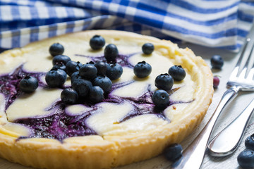 Cheesecake with fresh blueberries