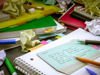 Learning New Language Writing Words Many Times on the Notebook;