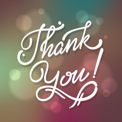 Thank You Hand lettering handmade vector calligraphy bokeh backg