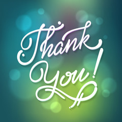 Thank You Hand lettering handmade vector calligraphy bokeh backg