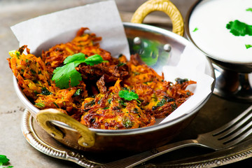 carrot fritters with yogurt