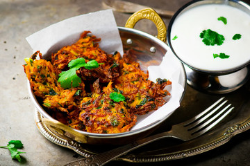 carrot fritters with yogurt